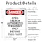 Signmission Portrait Open Trench Authorized Personnel Only Danger Sign, Aluminum, 10in W x 14in L, 2PK OS-2PACK-DS-A-1014-V-1909 - alternate 3